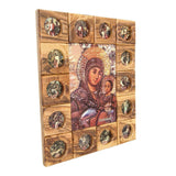 Icon Bethlehem Virgin Mary Handmade Olive Wood Via Dolorosa 14 stations 11" - bluewhiteshop