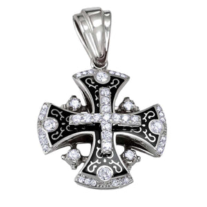 Jerusalem Cross Pendant White Gold W/ 45 Diamonds Jewelry by Anbinder - bluewhiteshop