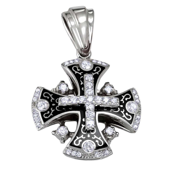 Jerusalem Cross Pendant White Gold W/ 45 Diamonds Jewelry by Anbinder - bluewhiteshop