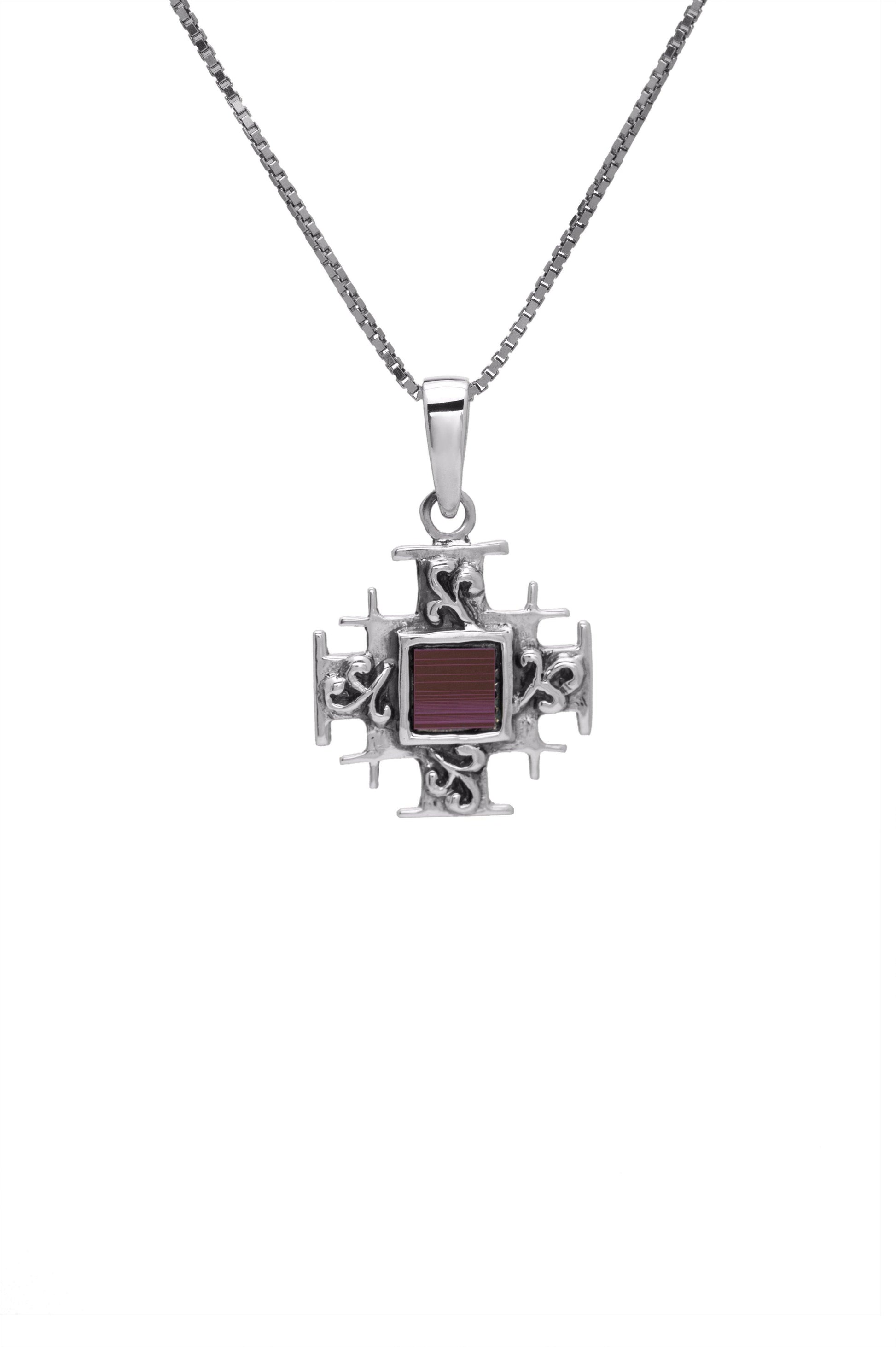 Jerusalem Cross with Nano Bible New Testament Pendant Necklace Silver 925 - bluewhiteshop