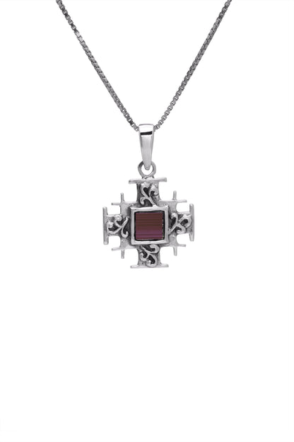 Jerusalem Cross with Nano Bible New Testament Pendant Necklace Silver 925 - bluewhiteshop