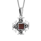 Jerusalem Cross with Nano Bible New Testament Pendant Necklace Silver 925 - bluewhiteshop