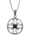 Jerusalem Cross with Nano Bible Pendant Necklace Silver 925 - bluewhiteshop