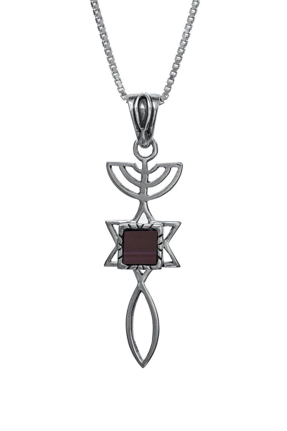 Jerusalem Nano Bible Torah Pendant with Messianic Symbol Necklace Silver 925 - bluewhiteshop