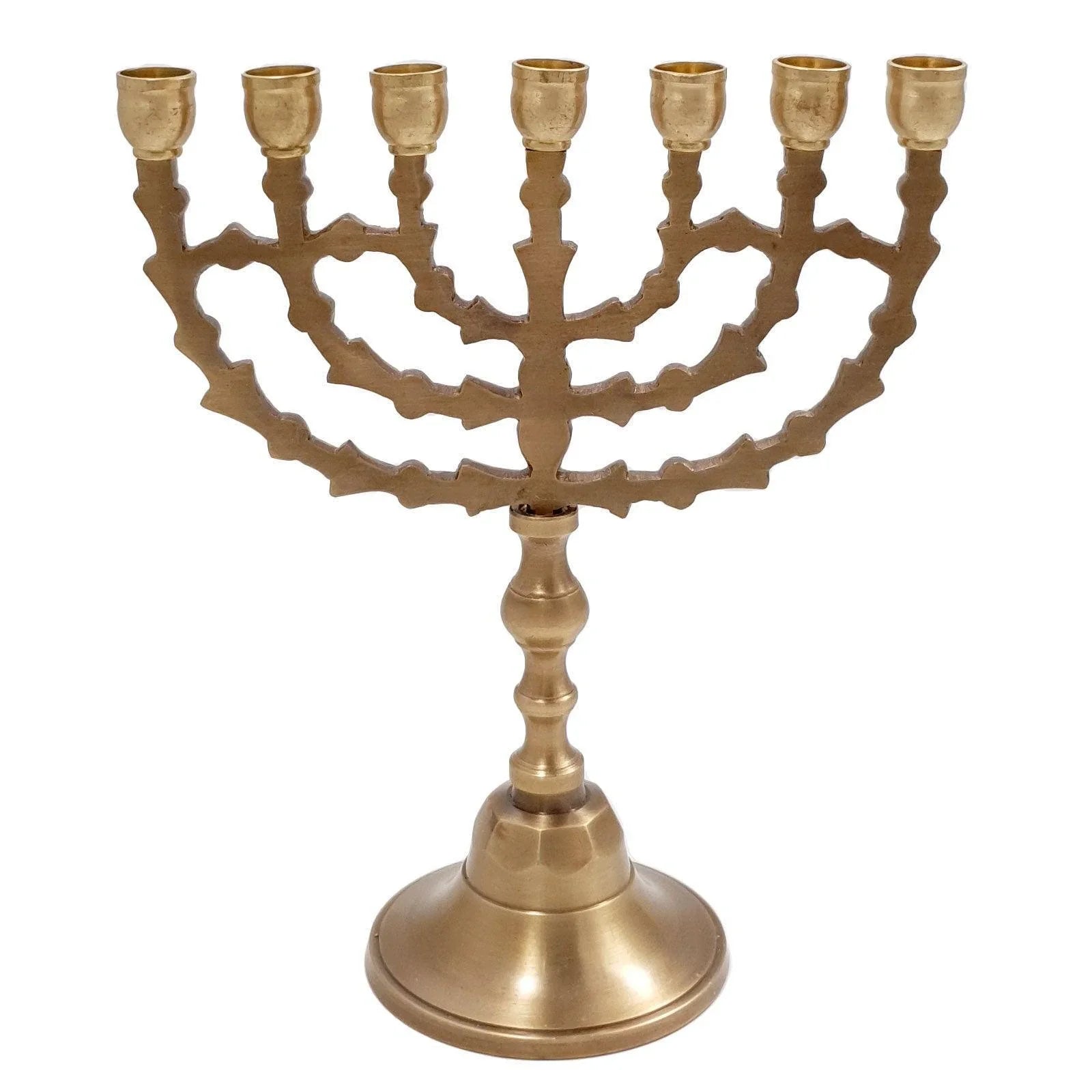 Jewish Candle Holder 7 Branched 7.8 inch from Jerusalem Bronze Menorah - bluewhiteshop