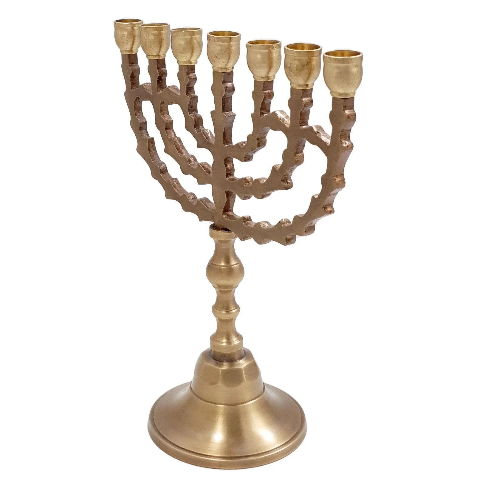 Jewish Candle Holder 7 Branched 7.8 inch from Jerusalem Bronze Menorah - bluewhiteshop