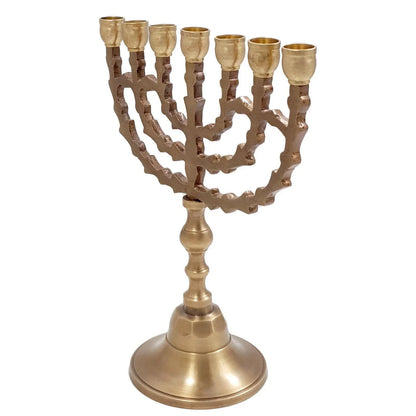 Jewish Candle Holder 7 Branched 7.8 inch from Jerusalem Bronze Menorah - bluewhiteshop