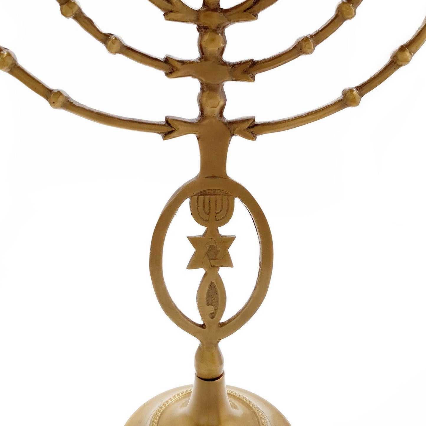 Jewish Candle Holder 7 Branched with Messianic symbol 12 inch Bronze - bluewhiteshop