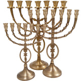Jewish Candle Holder 7 Branched with Messianic symbol 12 inch Bronze - bluewhiteshop