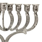 Judaica Hanukkah Menorah Traditional Lamp Candlestick Aluminum Hammered - bluewhiteshop