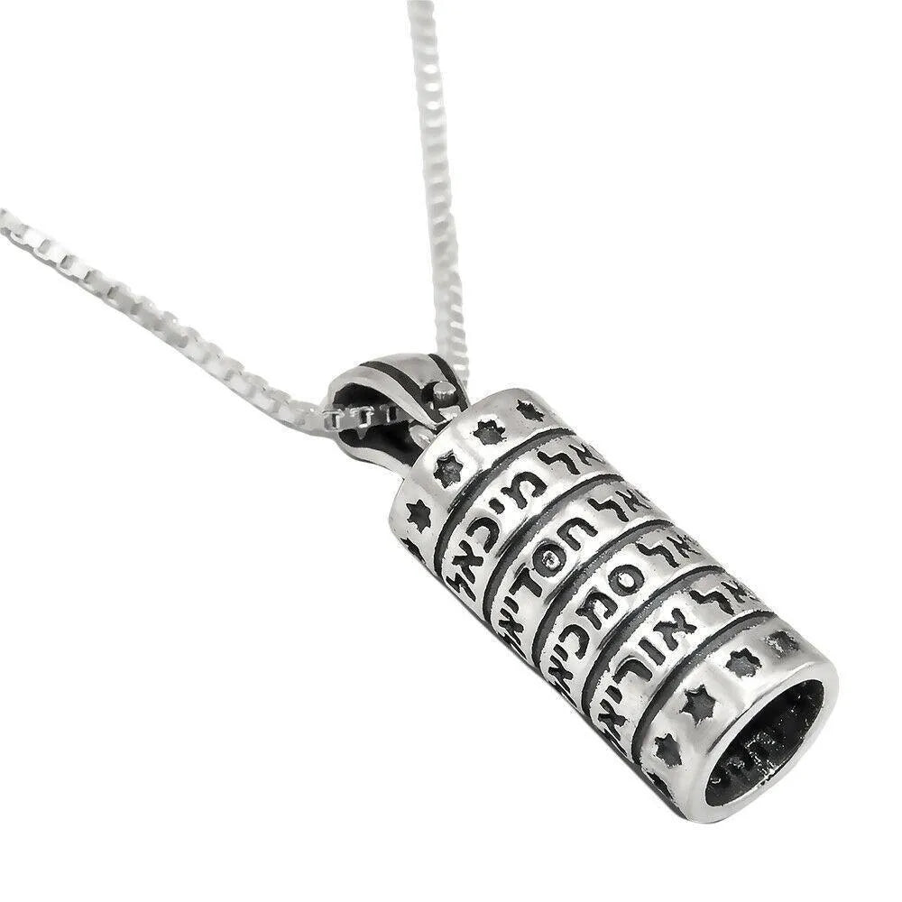 Kabbalah Amulet Talisman Mezuzah with Angels Names Pendant Silver 925 Jewelry - bluewhiteshop