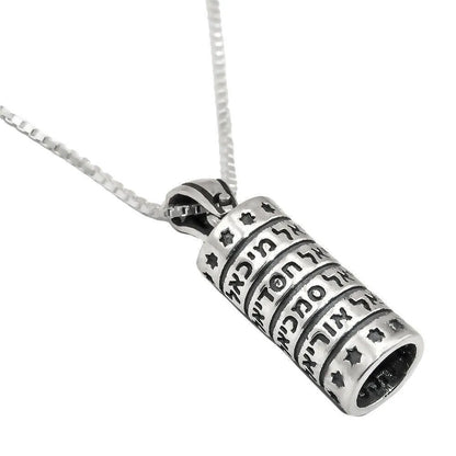Kabbalah Amulet Talisman Mezuzah with Angels Names Pendant Silver 925 Jewelry - bluewhiteshop
