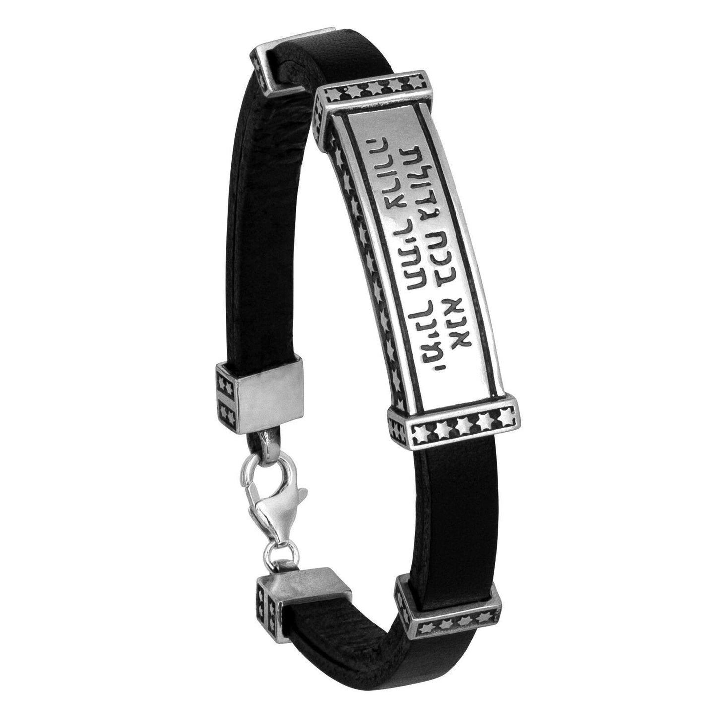 Kabbalah Men's Bracelet Ana Bekoach Leather Silver 925 - bluewhiteshop
