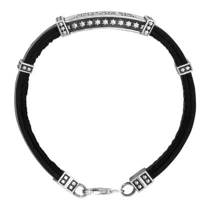 Kabbalah Men's Bracelet Ana Bekoach Leather Silver 925 - bluewhiteshop