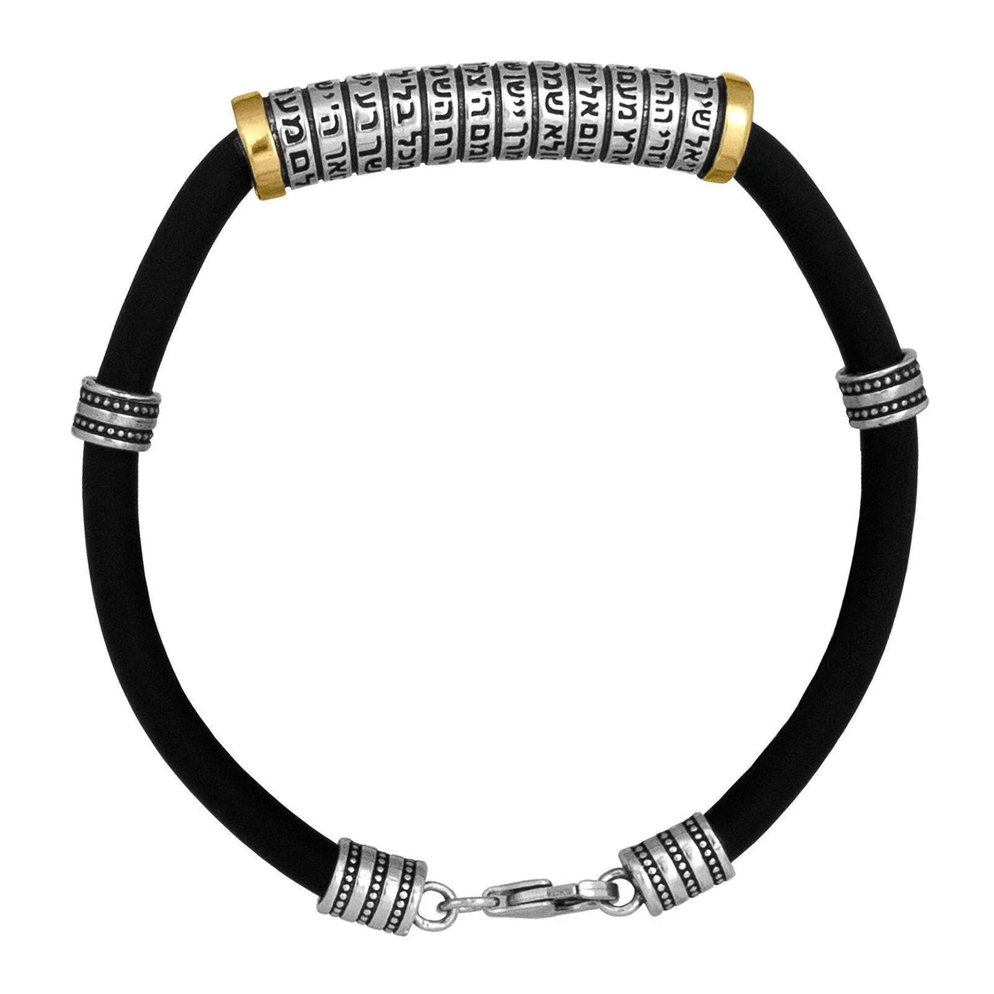 Kabbalah Men's Bracelet Ascension Prayer in Sterling Silver and 9K Gold - bluewhiteshop