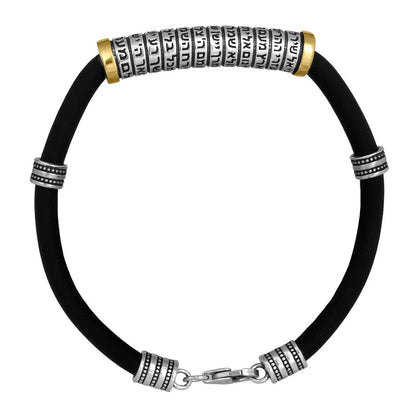 Kabbalah Men's Bracelet Ascension Prayer in Sterling Silver and 9K Gold - bluewhiteshop