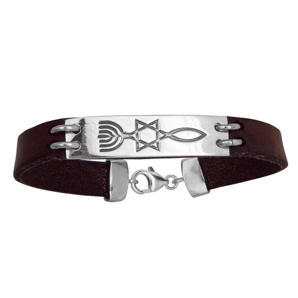 Kabbalah Men's Bracelet Messianic Movement Seal Yeshua Symbol Silver 925 - bluewhiteshop
