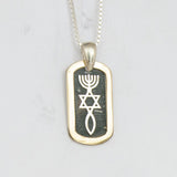 Kabbalah Pendant Dog Token Messianic Movement Seal Yeshua Symbol Sterling Silver and Gold 9K - bluewhiteshop