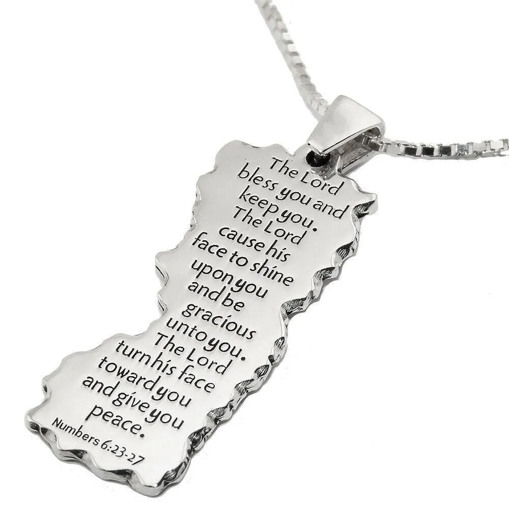 Kabbalah Pendant Double Sided Pendant Priestly Blessing Birkat Kohanim Sterling Silver - bluewhiteshop