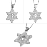 Kabbalah Pendant Star of David pendant with CHAI HAI in sterling silver and white CZ crystal - bluewhiteshop