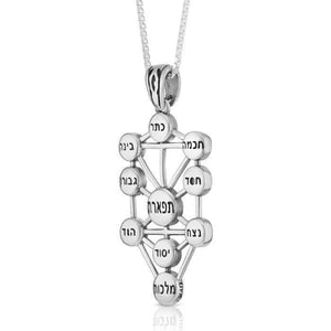 Kabbalah Pendant Ten Sefirot Silver 925 Amulet Talisman Tree of Life - bluewhiteshop