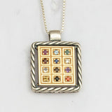 Kabbalah Rectangle Pendant with Breastplate stones Hoshen Silver 925 Gold 9K - bluewhiteshop