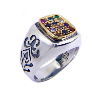 Kabbalah Ring with Priestly Breastplate Stones Hoshen 12 Tribes Silver 925 Gold 9k - bluewhiteshop