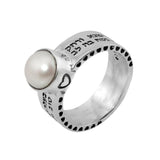 Kabbalah Ring with the parable of the white pearl Eshet Chayil Woman of Valor in sterling silver - bluewhiteshop