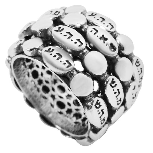 Kabbalah Rotating Ring with 5 of the Names of the God Silver 925 - bluewhiteshop