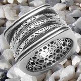 Kabbalah Rotating Ring with Three Blessings Silver 925 Amulet Talisman - bluewhiteshop