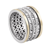 Kabbalah Rotating Ring with Three Blessings Silver 925 Gold 9K - bluewhiteshop