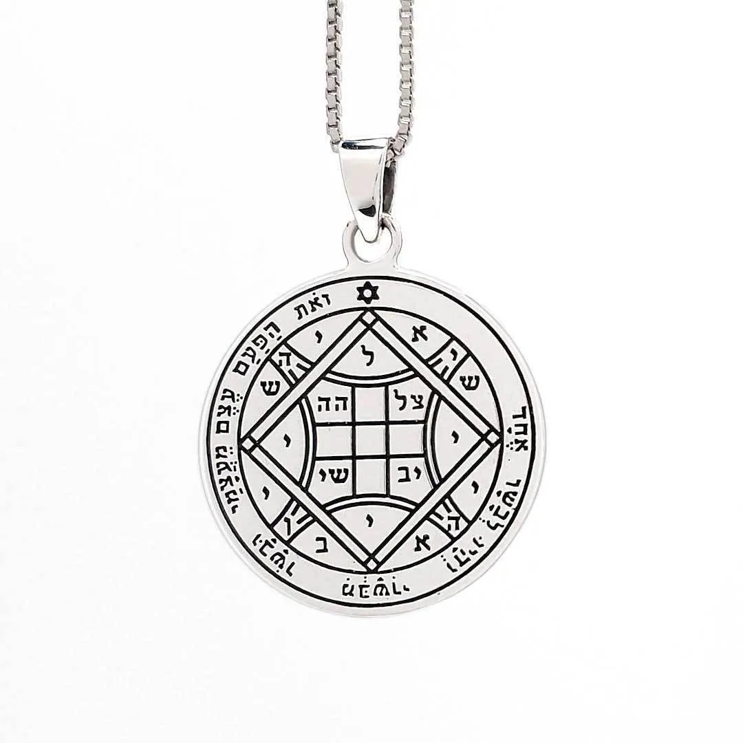 King Solomon Seal Love amulet Silver & Gold Pendant necklace - bluewhiteshop