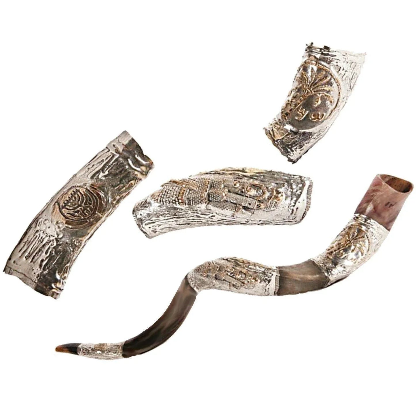 Kosher Natural Yemenite Shofar Kudu Horn Silver Plated 100-109 cm - bluewhiteshop
