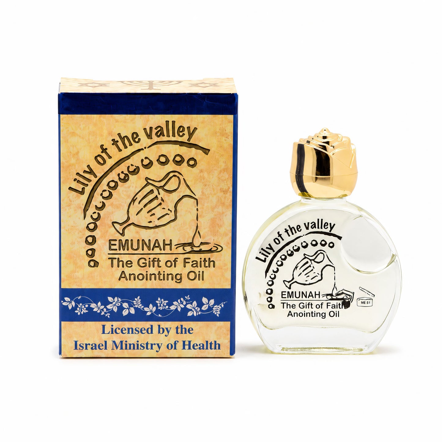 Lily of the Valley anointing oil from Jerusalem with decorative glass bottle and gift box