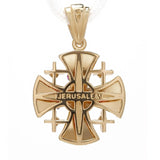 Luxurious 14K Gold Jerusalem Cross Necklace with Ruby Corundum, Diamonds, and White Enamel - bluewhiteshop