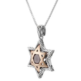 Magen David with Garnet stone Silver 925 Gold 9K Jewish Jewelry - bluewhiteshop
