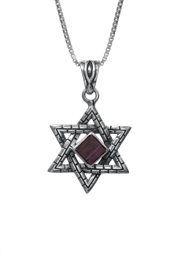 Magen David with Jerusalem Nano Bible Torah Pendant Bricks Necklace Silver 925 Gift - bluewhiteshop