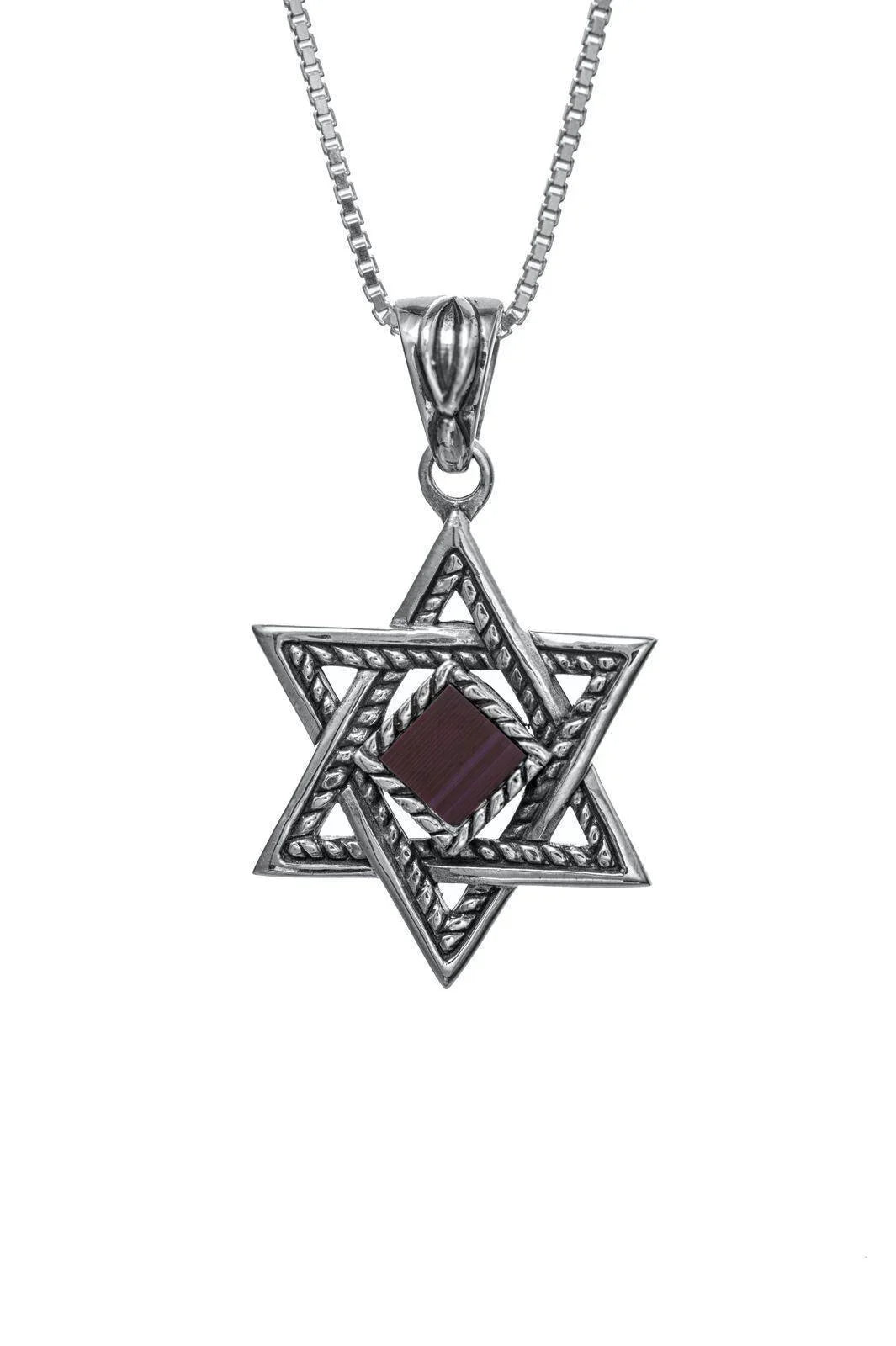 Magen David with Jerusalem Nano Bible Torah Pendant Necklace Silver 925 Gift - bluewhiteshop