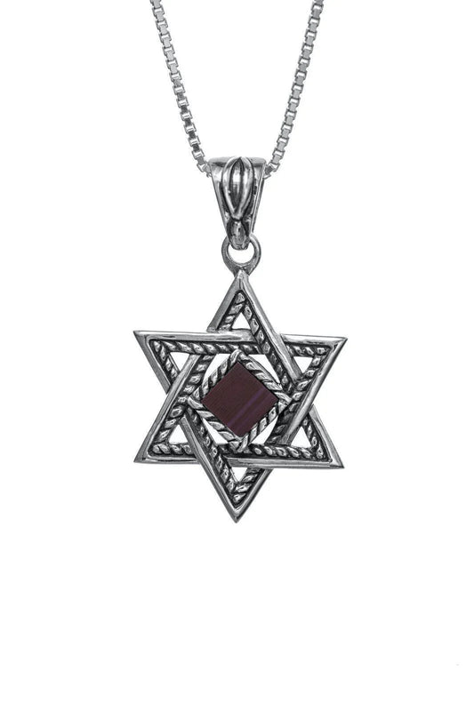 Magen David with Jerusalem Nano Bible Torah Pendant Necklace Silver 925 Gift - bluewhiteshop