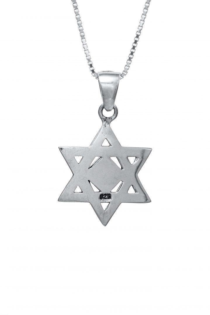 Magen David with Nano Bible Torah Pendant Jerusalem Stones Necklace Silver 925 - bluewhiteshop