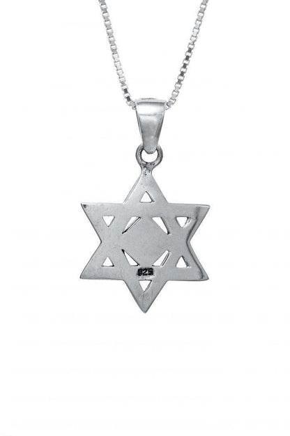 Magen David with Nano Bible Torah Pendant Jerusalem Stones Necklace Silver 925 - bluewhiteshop