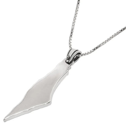 Map of Israel Pendant with Shema Israel Blessing Silver 925 Jewish Jewelry - bluewhiteshop