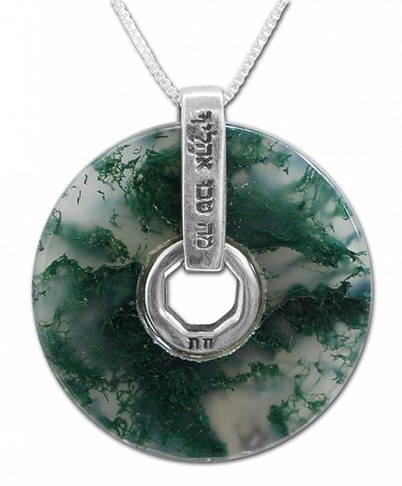 Moss Agate Pendant for Cancer - bluewhiteshop