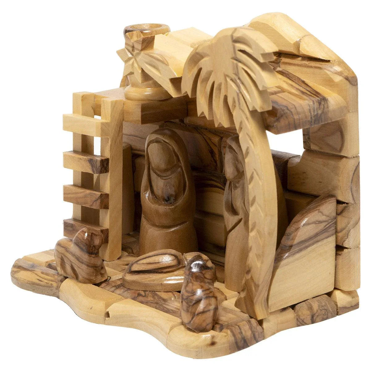 Nativity scene, Handcrafted Olive Wood Christmas Figurines 5.7 inch - bluewhiteshop