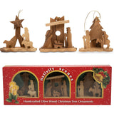 Nativity scenes, Handcrafted Olive Wood Christmas Ornaments (3 piece) - bluewhiteshop
