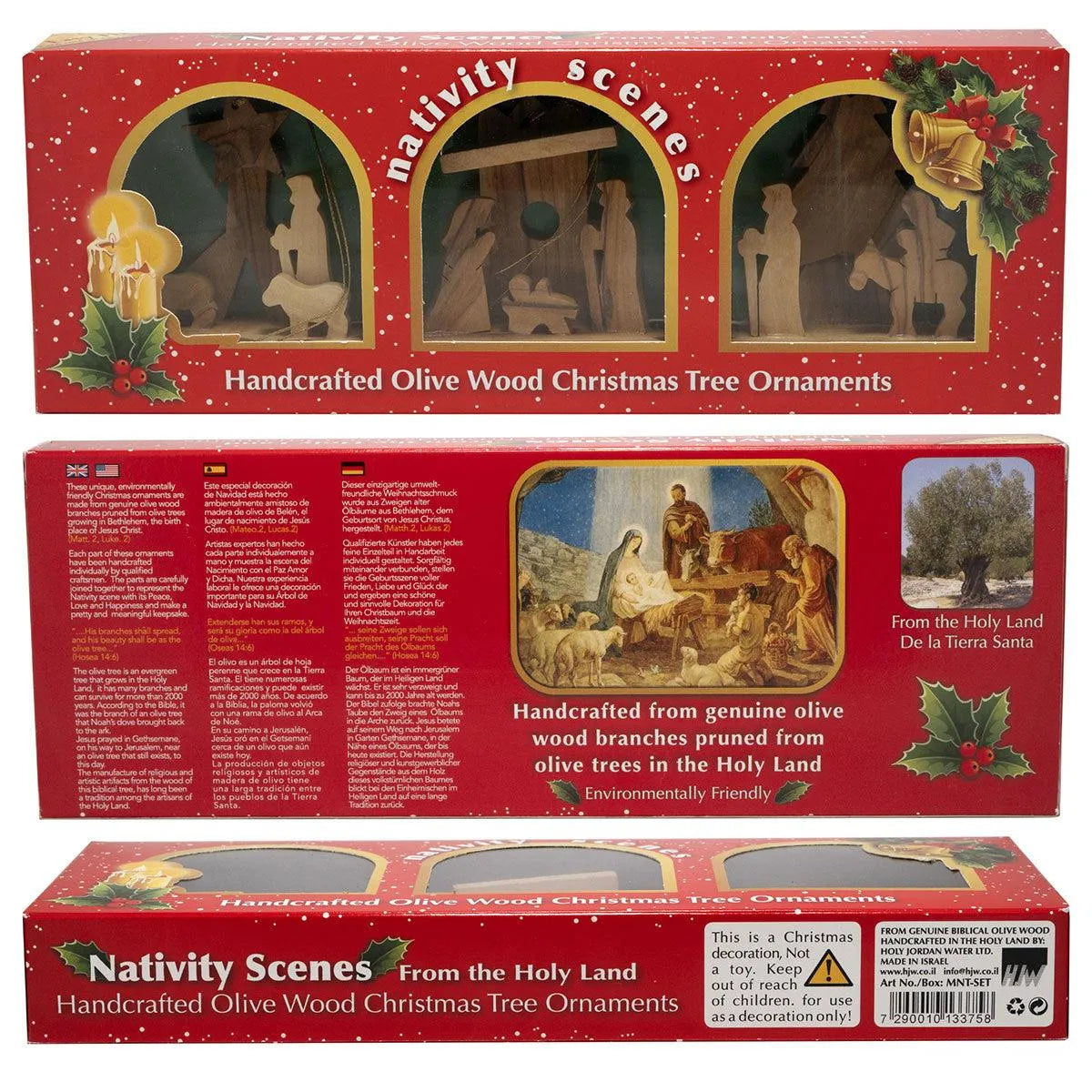 Nativity scenes, Handcrafted Olive Wood Christmas Ornaments (3 piece) - bluewhiteshop