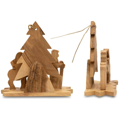Nativity scenes, Handcrafted Olive Wood Christmas Ornaments (3 piece) - bluewhiteshop