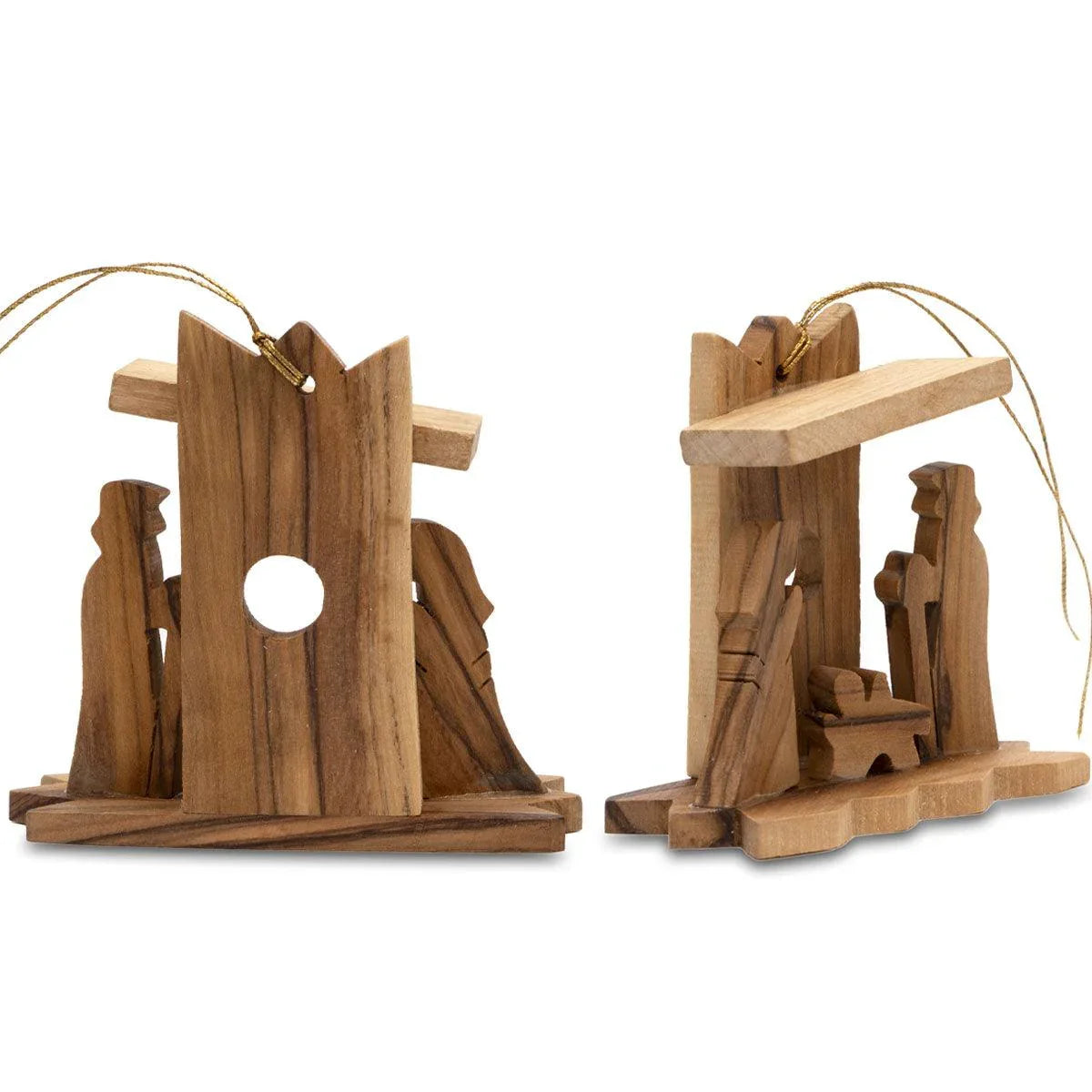 Nativity scenes, Handcrafted Olive Wood Christmas Ornaments (3 piece) - bluewhiteshop