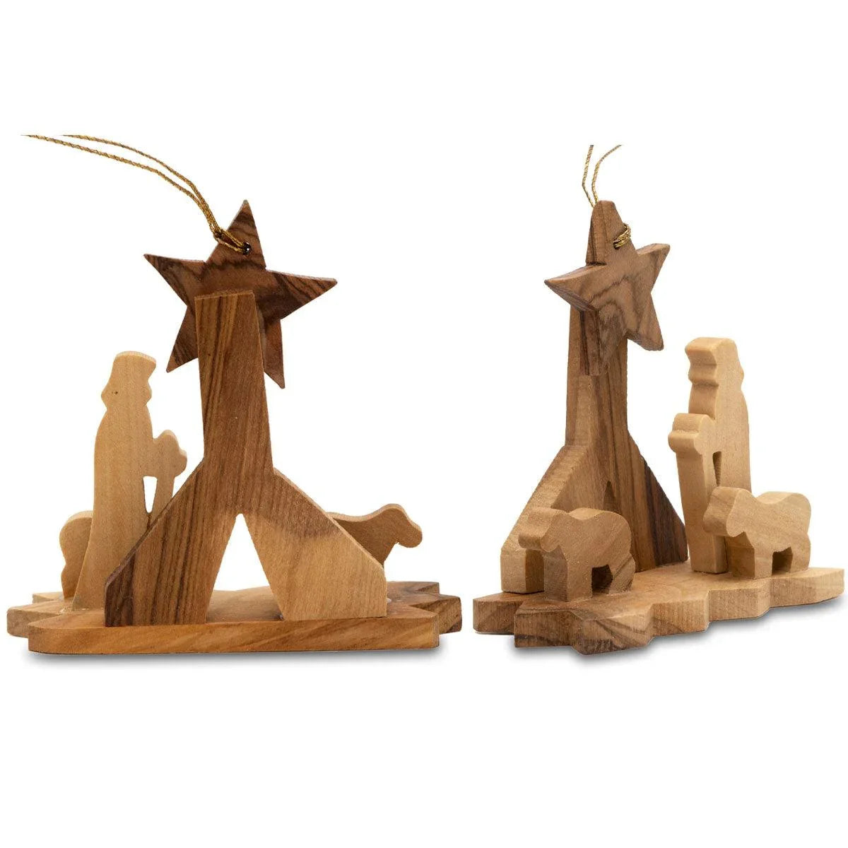 Nativity scenes, Handcrafted Olive Wood Christmas Ornaments (3 piece) - bluewhiteshop