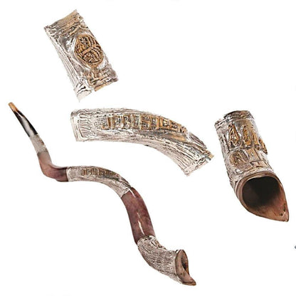 Natural Kosher Silver Plated Yemenite Shofar Kudu Horn 80-89 cm - bluewhiteshop